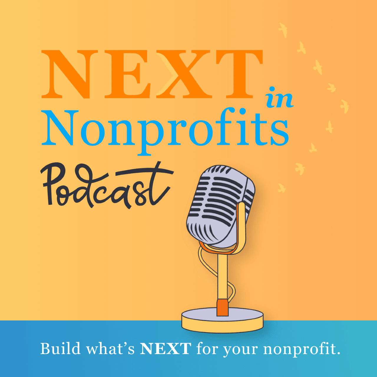 Next in Nonprofits podcast logo; when hovering, it changes to an image of Karen Graham