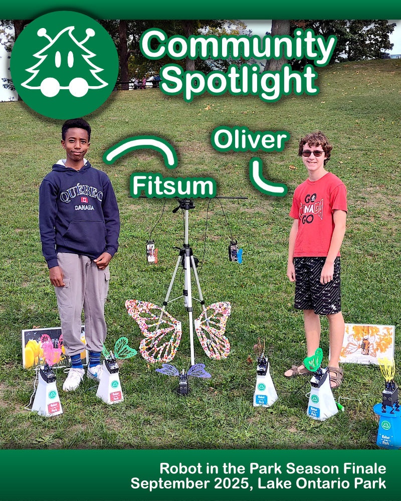 Community spotlight featuring two youths with their Robot Butterfly