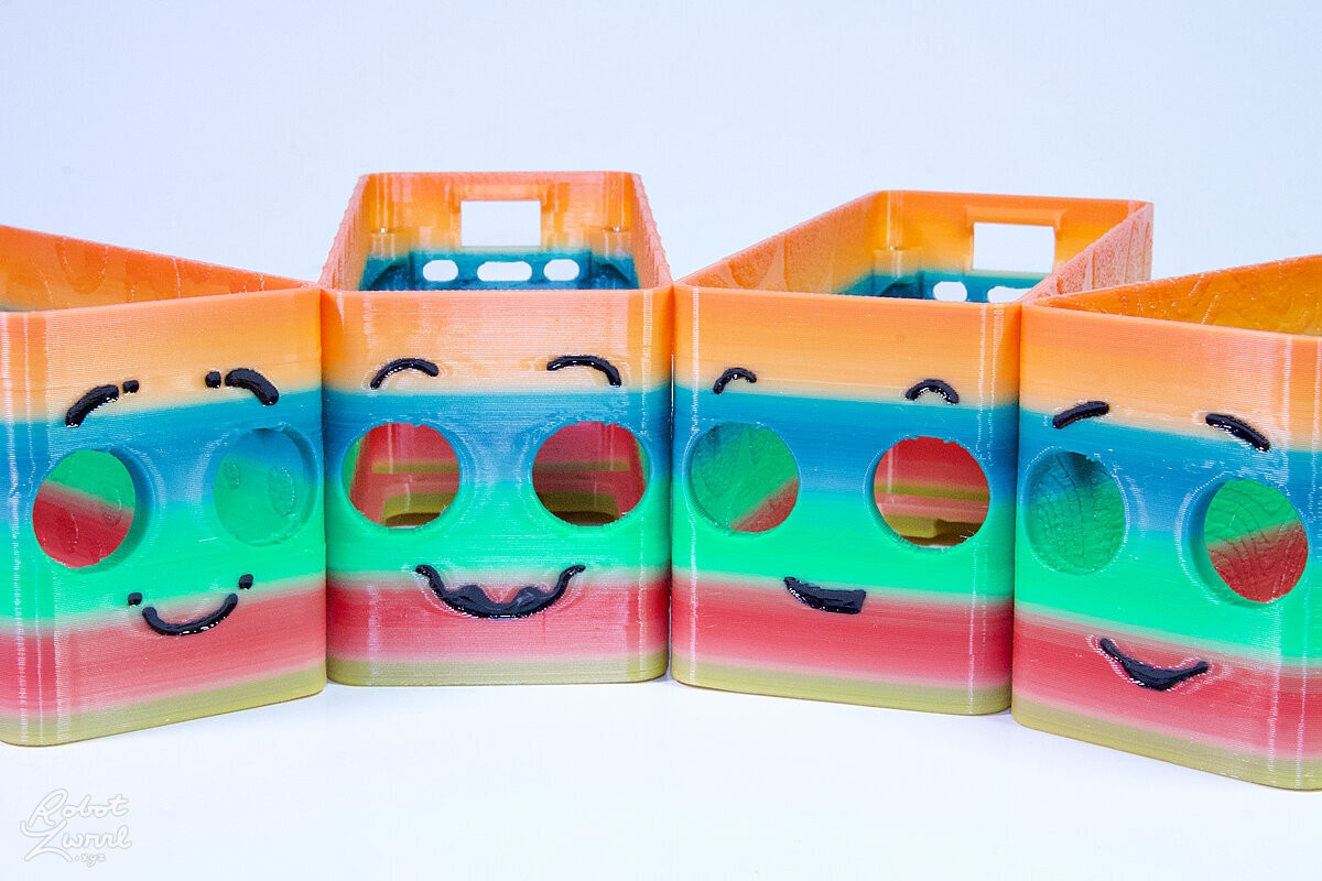 Multi-colour enclosures with faces