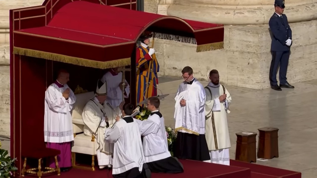 Pope Francis during the canonization of Saint John Henry Newman (from the EWTN Special)