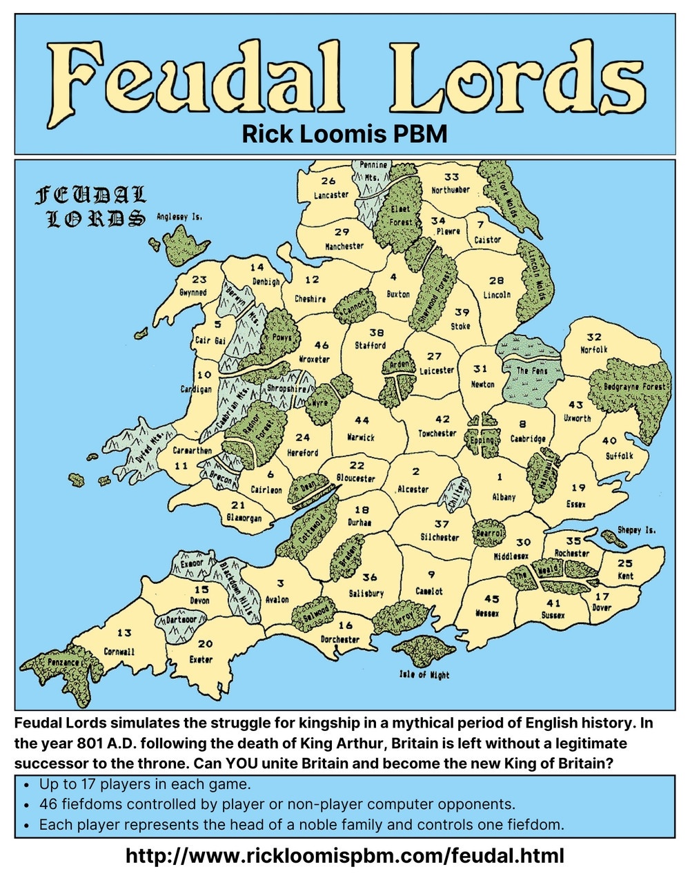 PBM image ad for Feudal Lords for Rick Loomis PBM