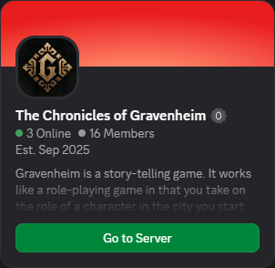 PBM image ad for The Chronicles of Gravenheim Discord