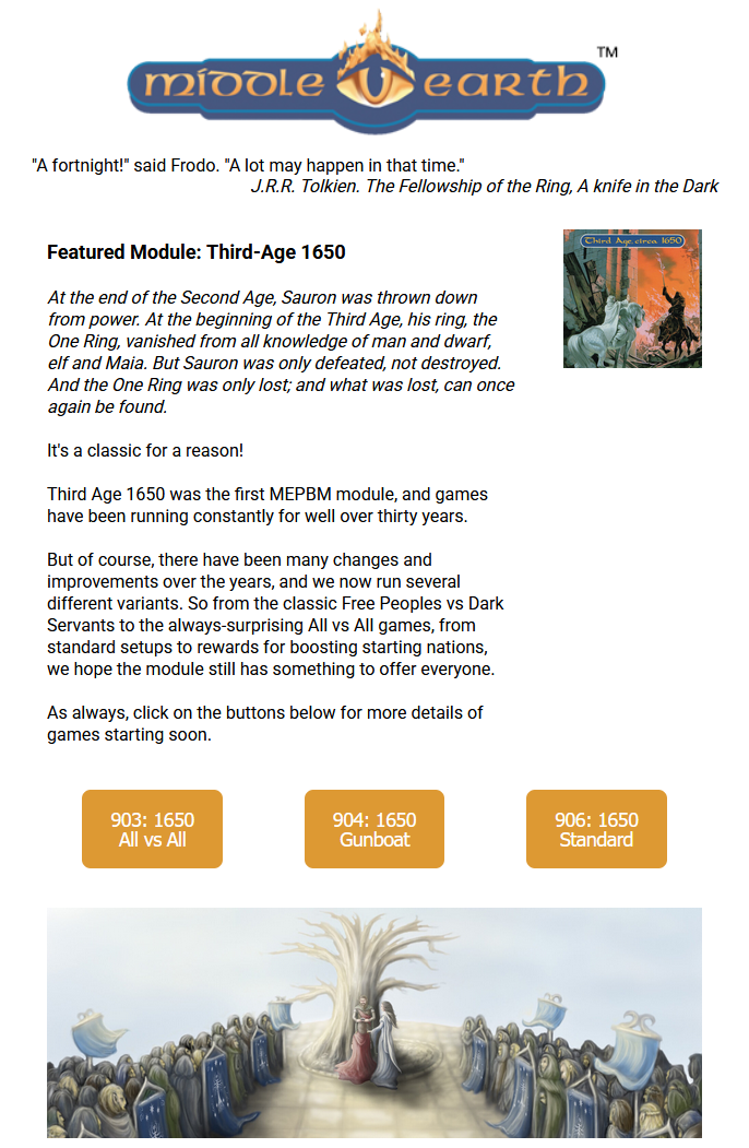 Image ad for MIddle-earth PBM newsletter