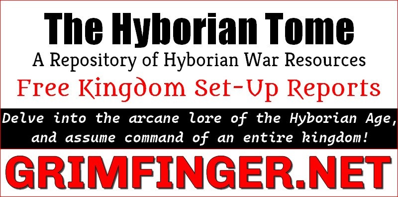 Image ad for The Hyborian Tome at grimfinger.net