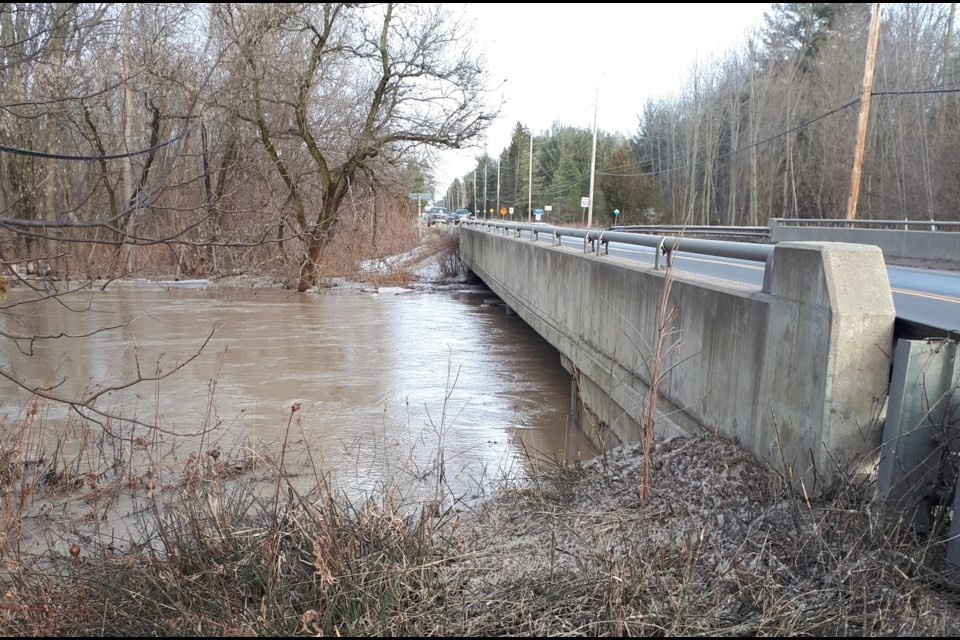 High water levels are shown in Brentwood.