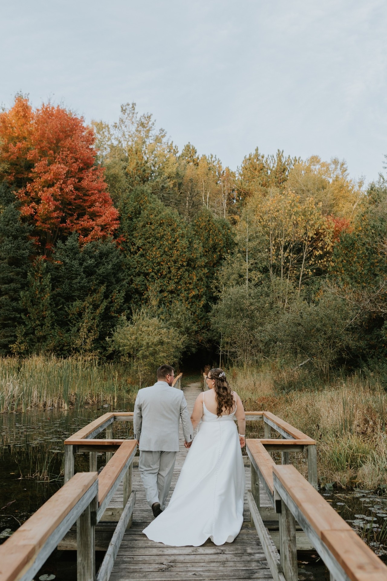 Bride and Groom on the boardwalk at Tiffin