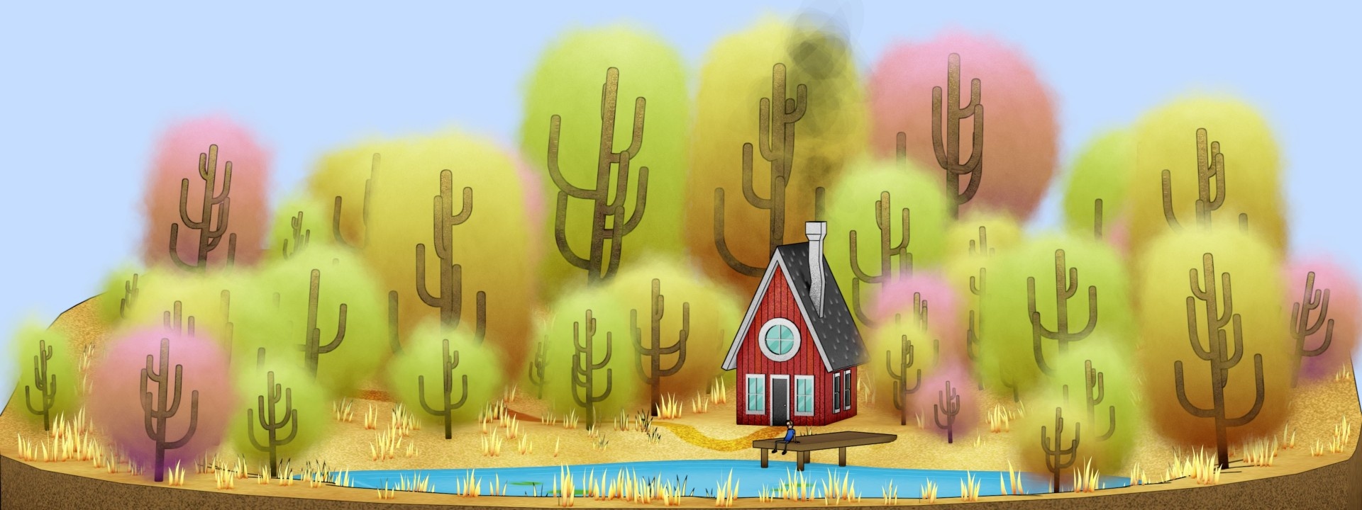 House on Lake stylized with Flair for Maya