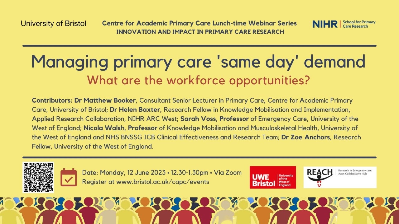 'Managing #PrimaryCare 'same day' demand: what are the workforce opportunities?' 12 June 2023, 12.30-1.30pm