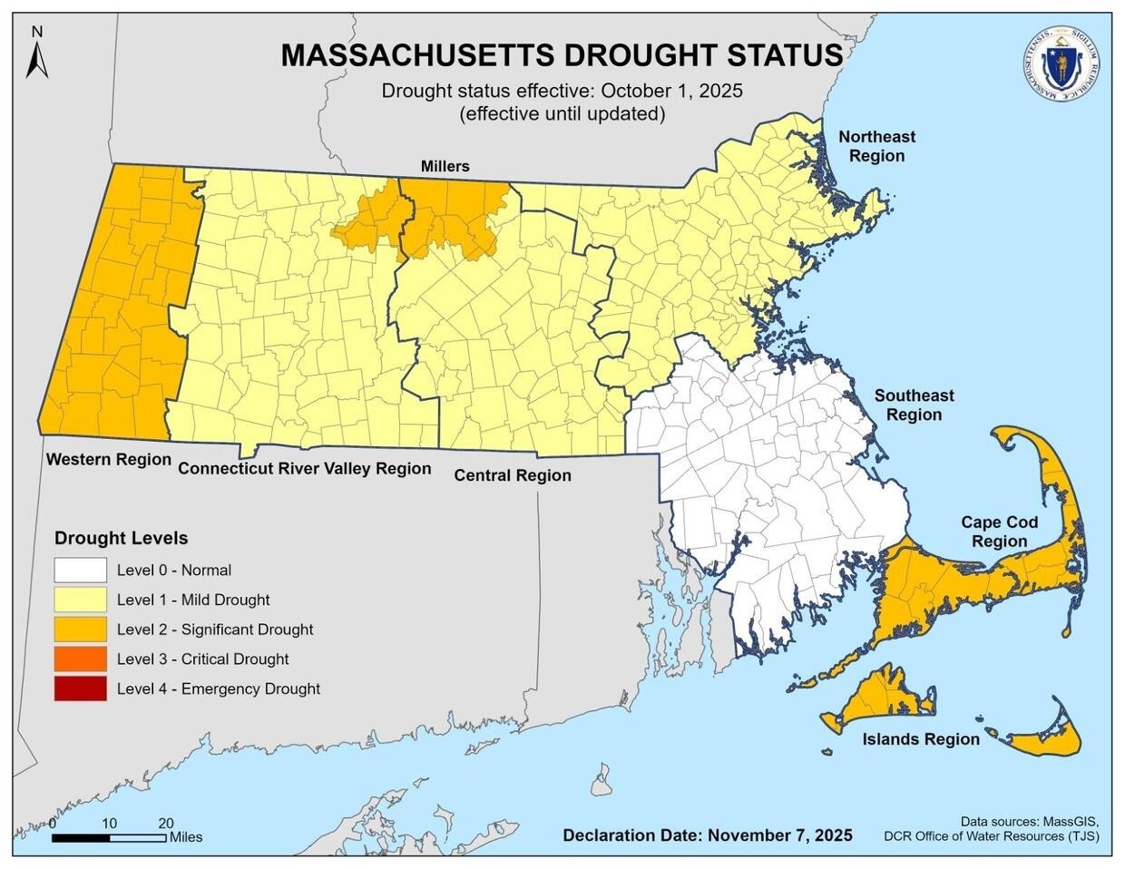 Nov. 2025 Drought Status Map/ Mapa del estado de sequia, septiembre 2025