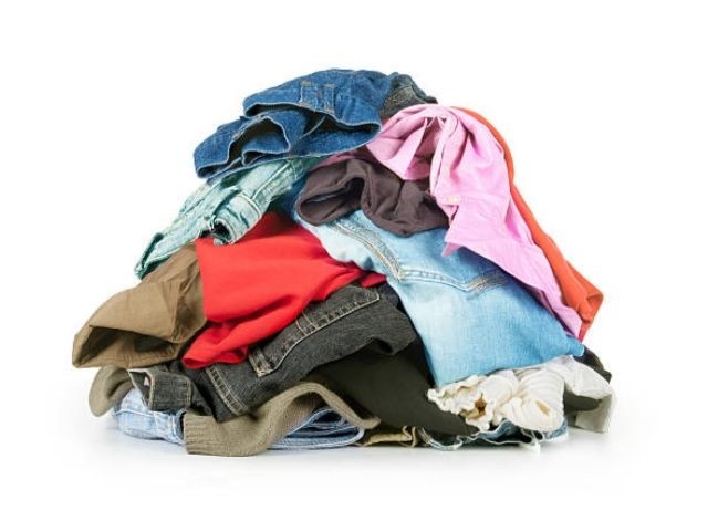 A pile of clothes for recycling