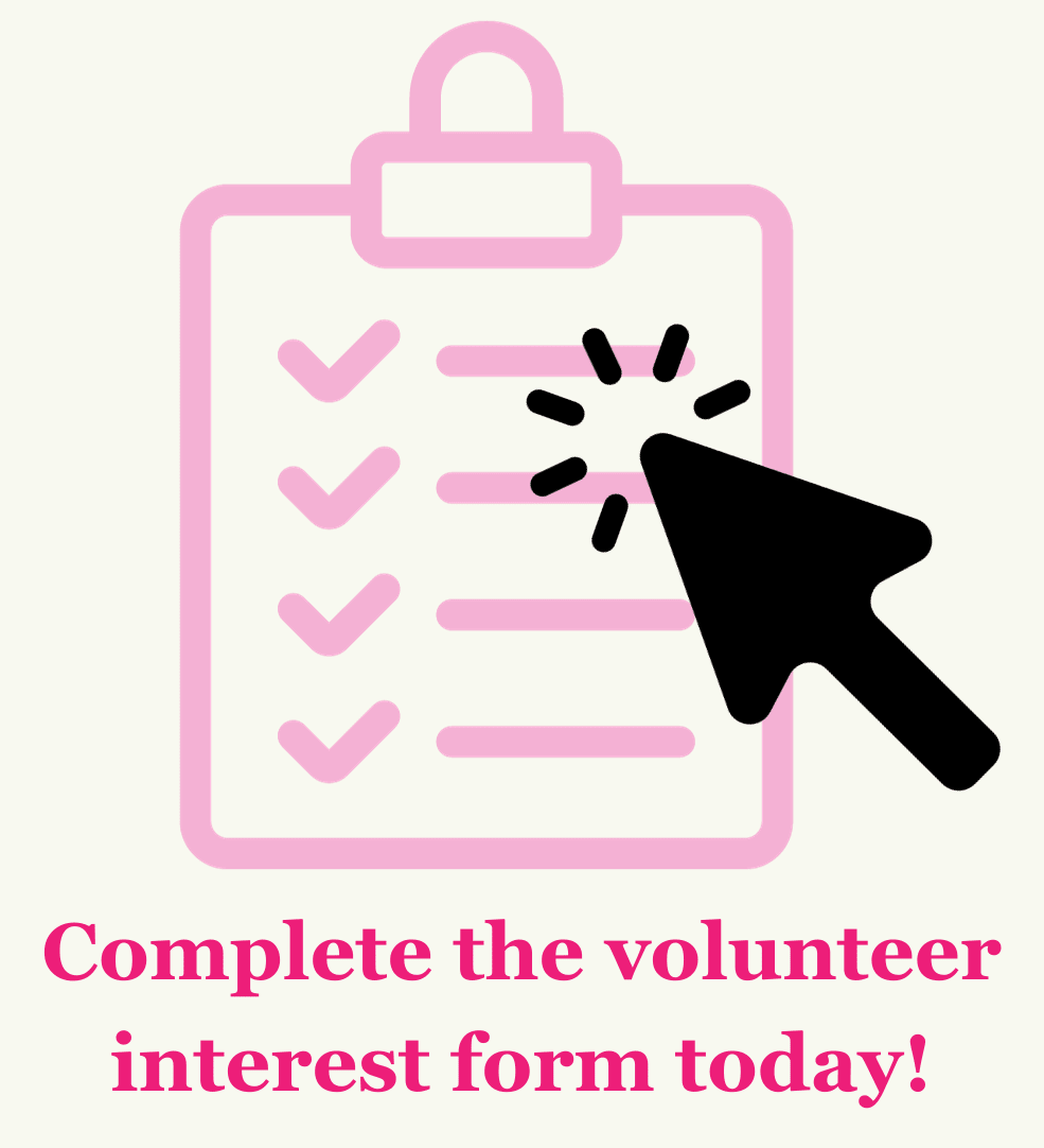 An icon of a clipboard with the text "Complete the volunteer interest from today!"