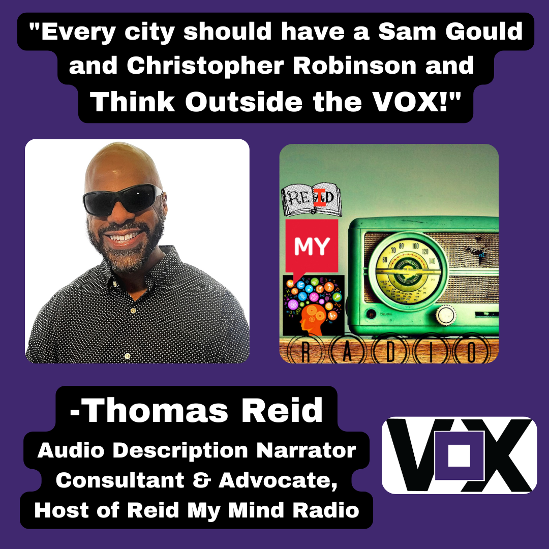 an infographic with Thomas Reid, his podcast logo and the Vox logo with a brief testimonial quote