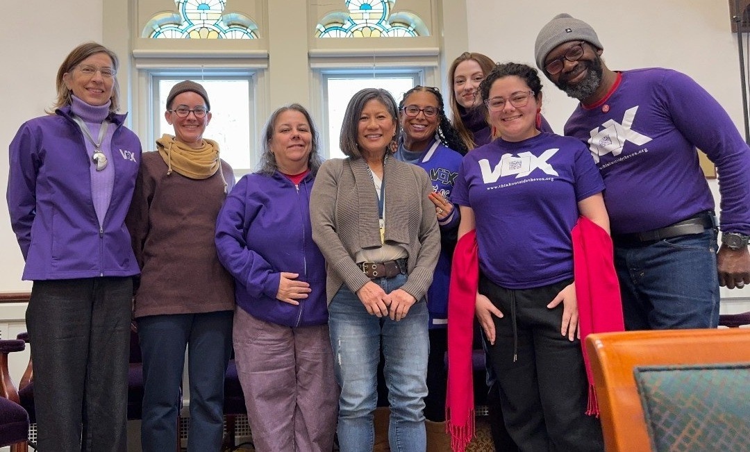 Vox team and board with strategy coaches ej and Marianne.