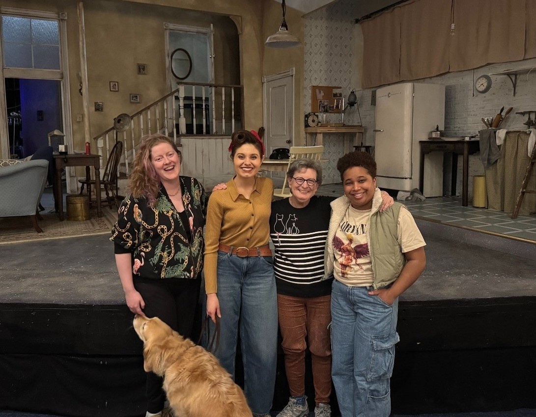 AD team Mikey Rose, Gwen Coburn, Ruth Kahn with Low-Vision lead actress Eliza Barmakian.
