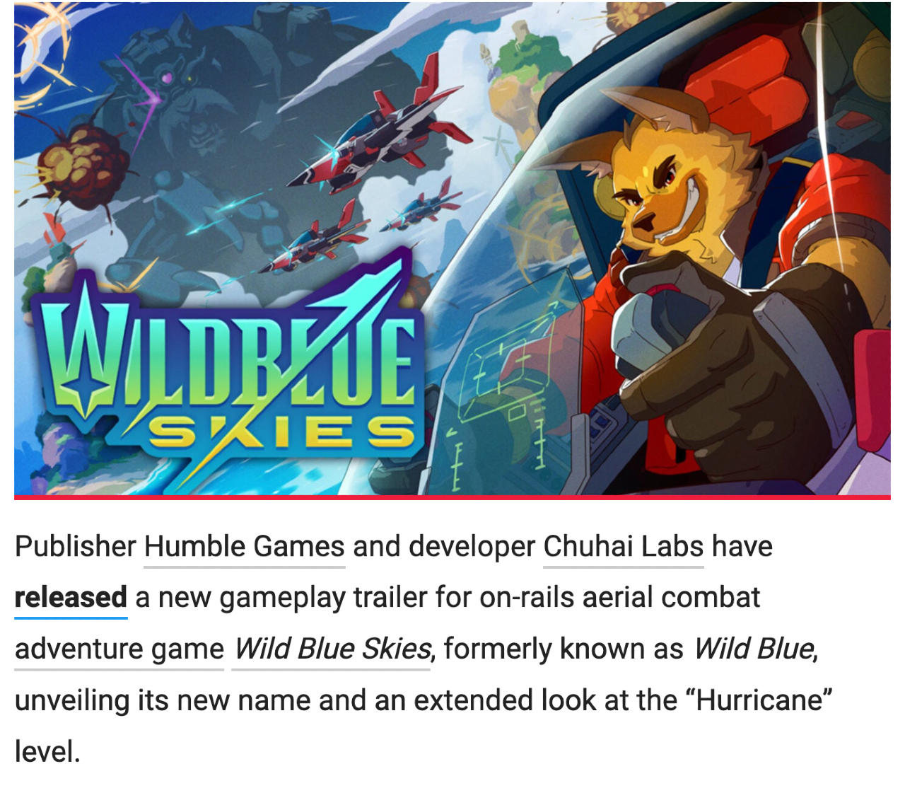 gematsu article about Wild Blue Skies