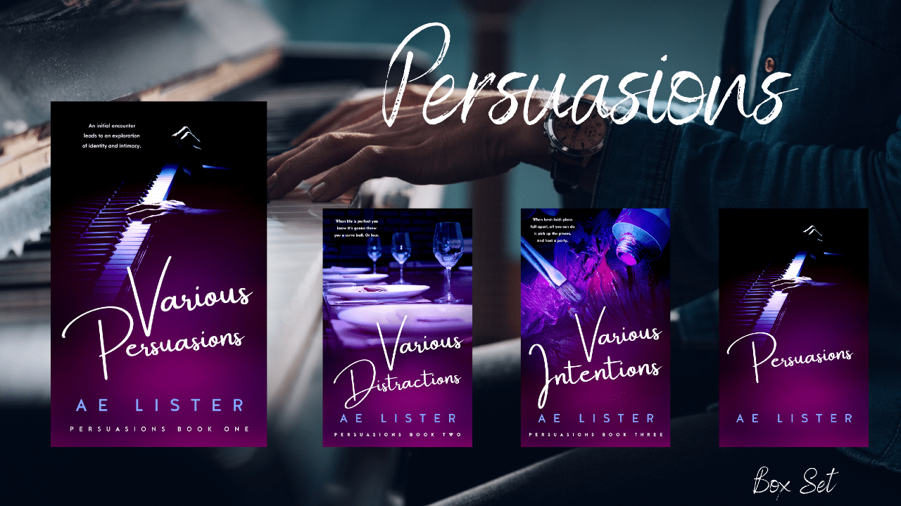 Covers of the three books and the box set for the Persuasions series.