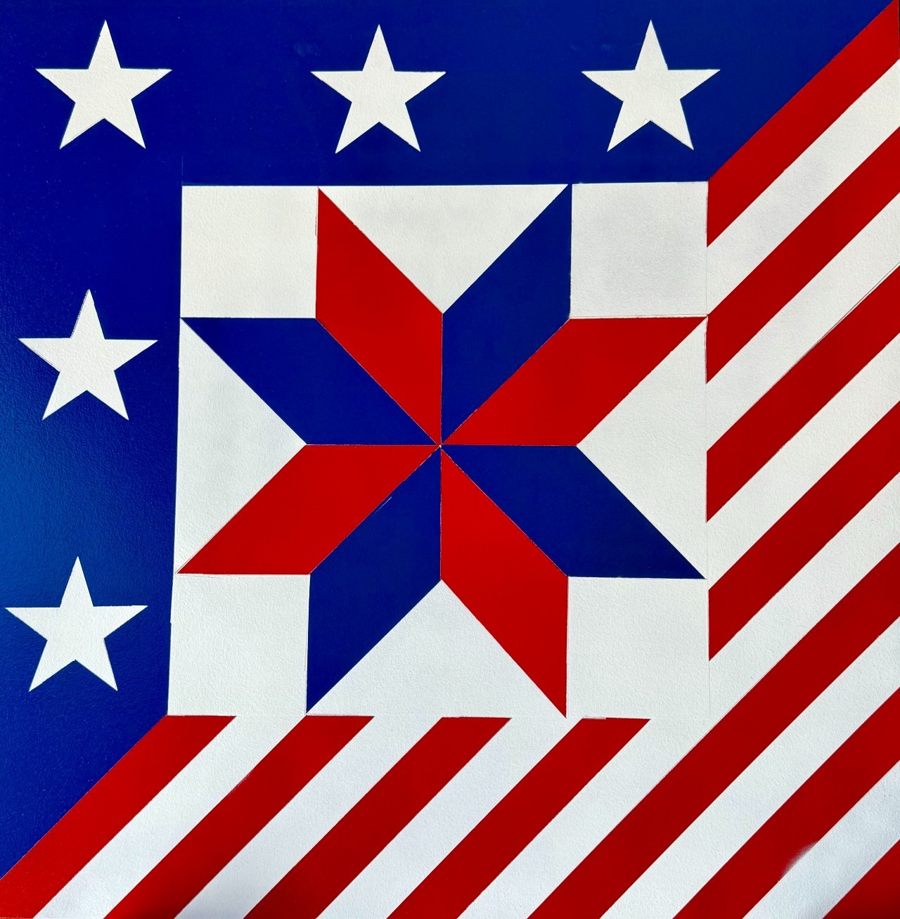 Patriotic barn quilt designed and painted by Mike Grabast