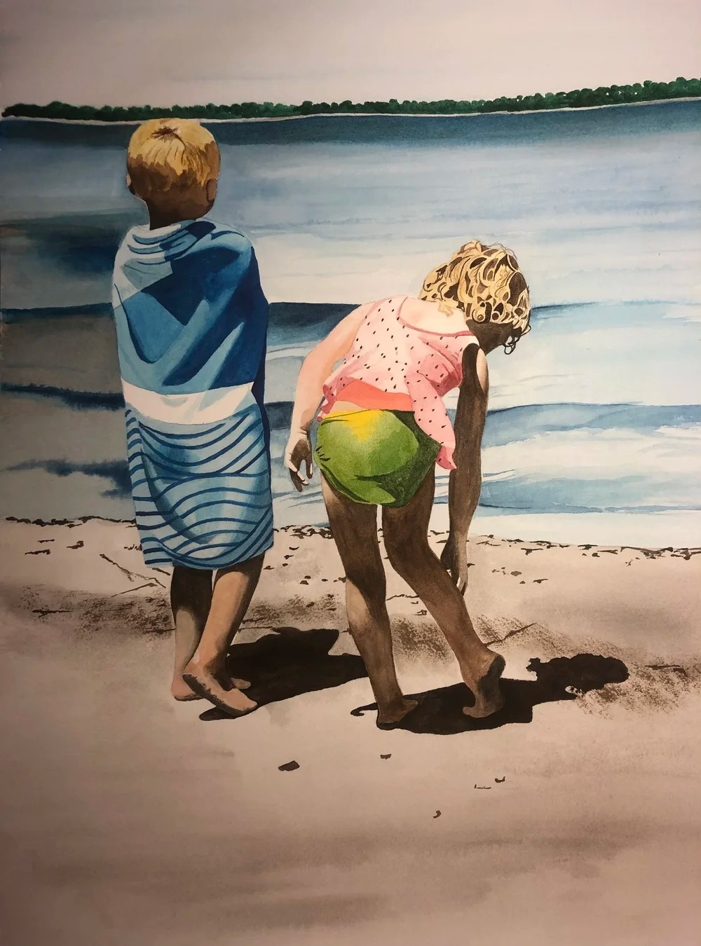 Cousins on the Beach by Mona Peterson