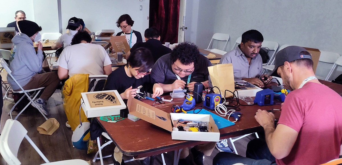 Robot Butterfly workshop during Open Hardware Summit 2024 in Montreal