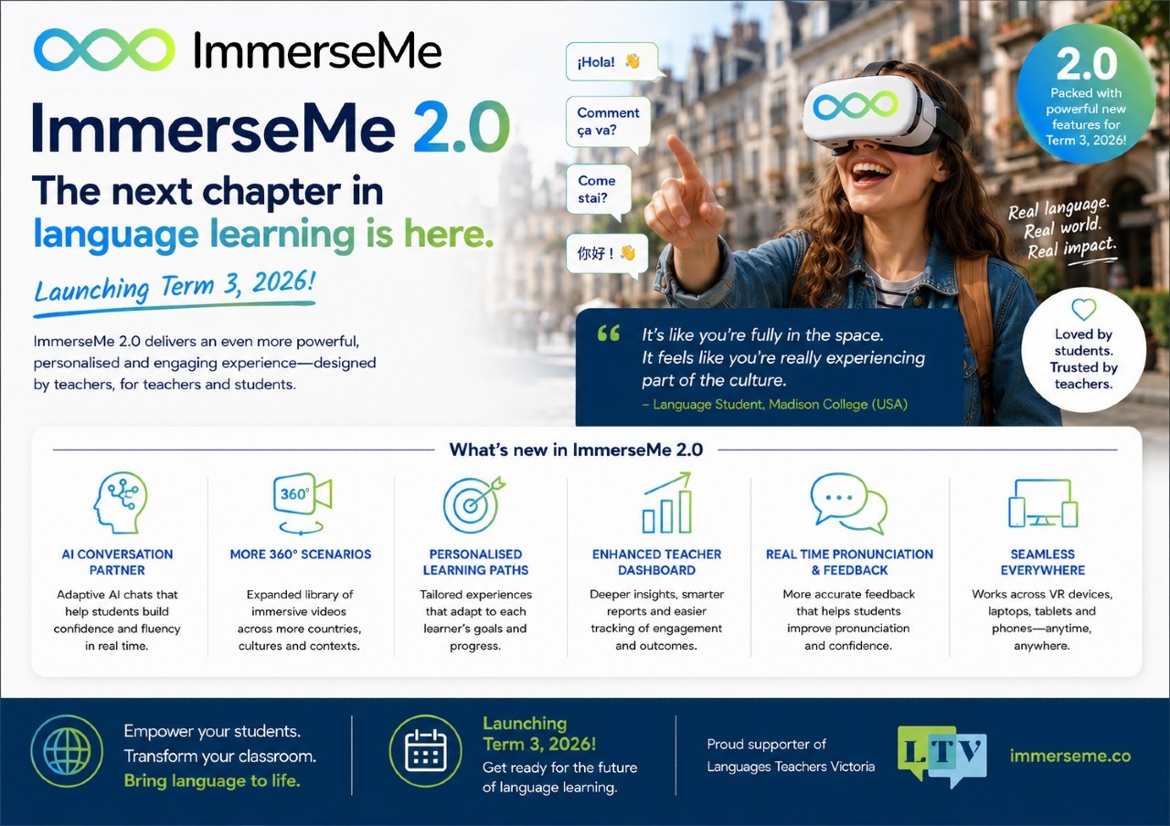 ImmerseMe 2.0 delivers an even more powerful, personalised and engaging experience designed by teachers, for teachers and students