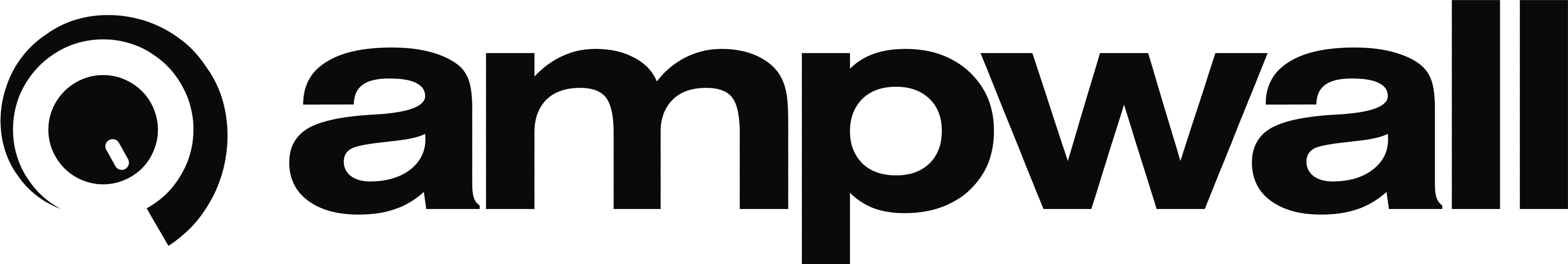 black font on white background, "Ampwall"