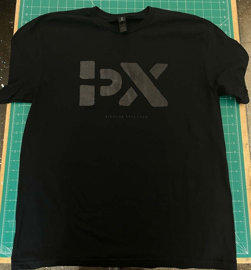 Black t-shirt with Bipolax Explorer logo