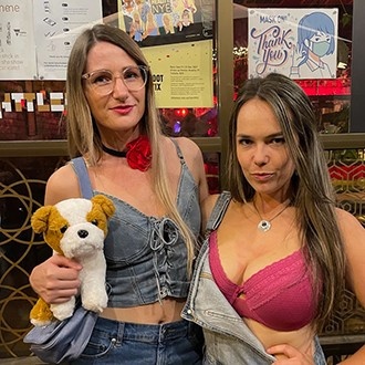 Bridget and housemate as Paris Hilton and Nicole Ritchie