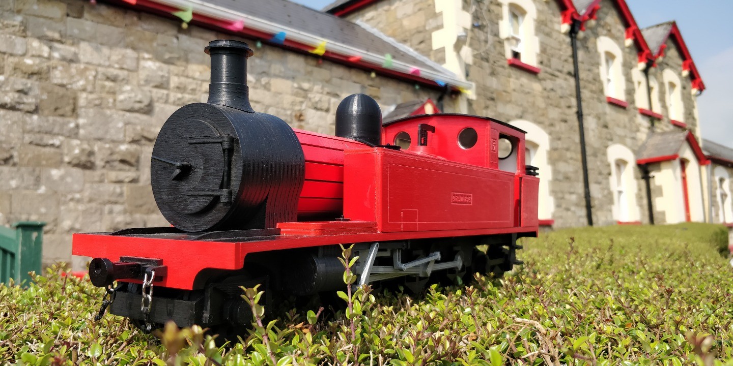 Miniature train outside railway heritage museum -