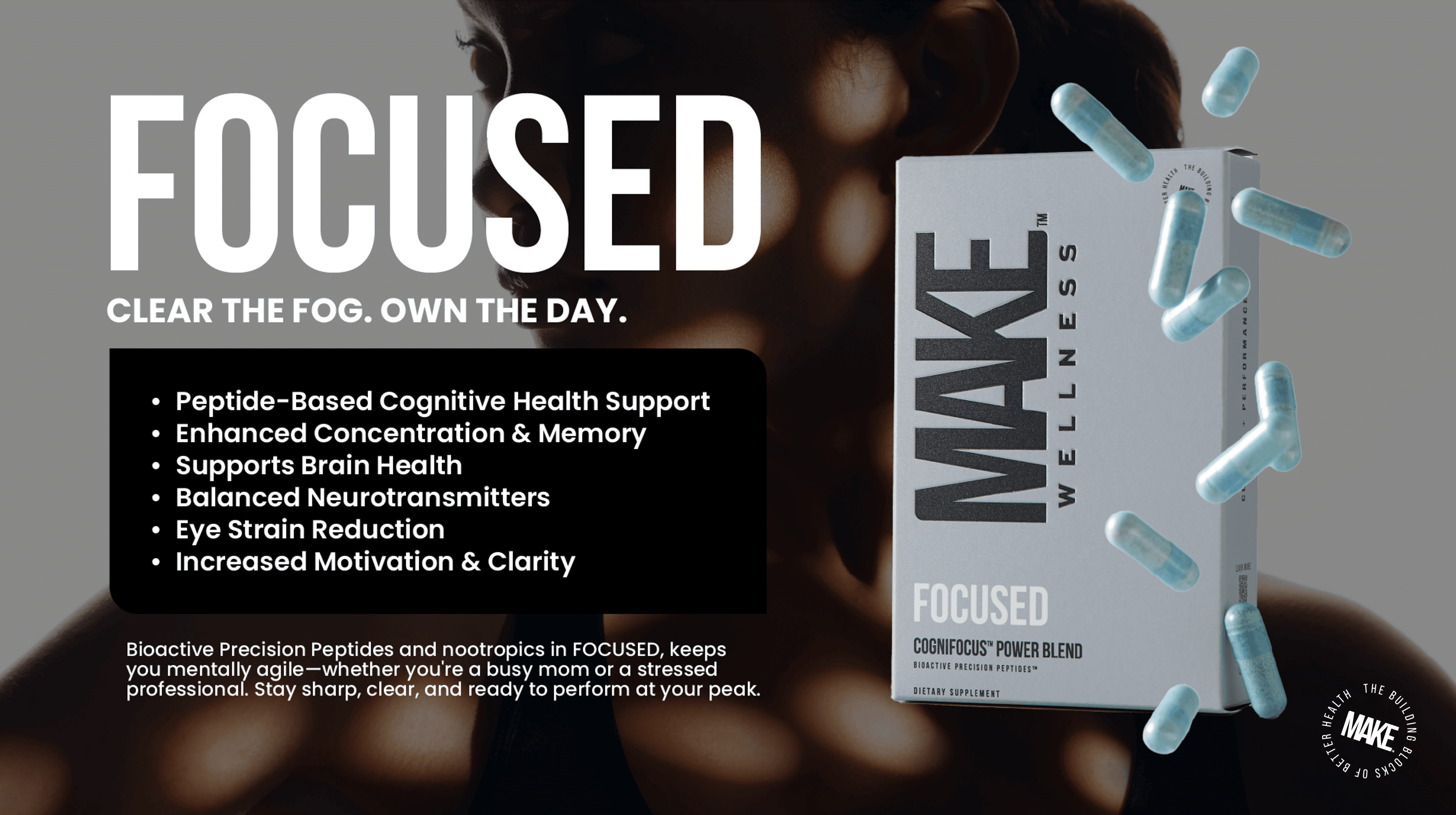 MAKE Wellness FOCUSED product image for mental clarity and cognitive support
