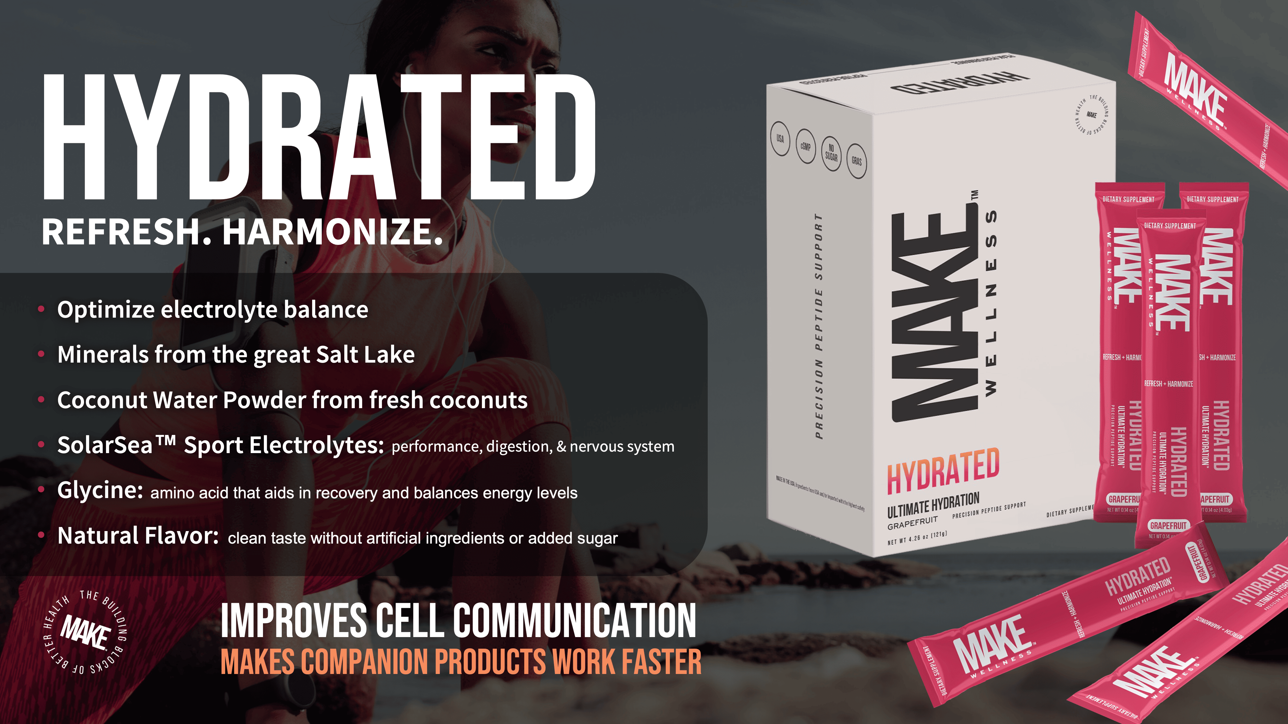 MAKE Wellness HYDRATED product image for cellular hydration and electrolyte support