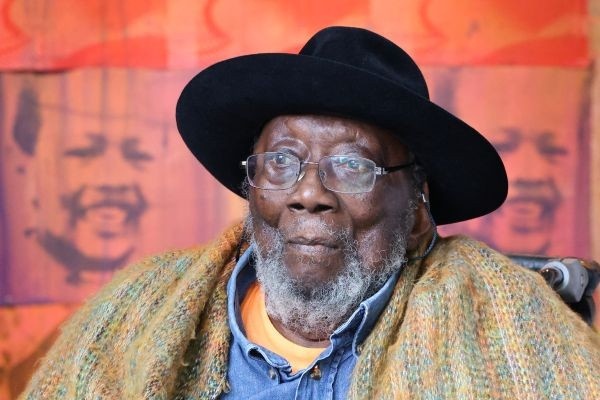 Portrait of Sir Frank Bowling. Photograph taken from his website; https://frankbowling.com/news/22-winter-2025-26-news/