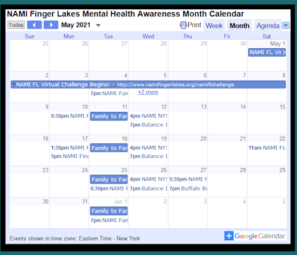 NAMI FL Mental Health Awareness Month Calendar or Events