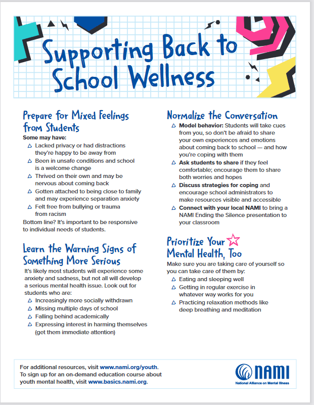 NAMI Supporting Back to School Wellness