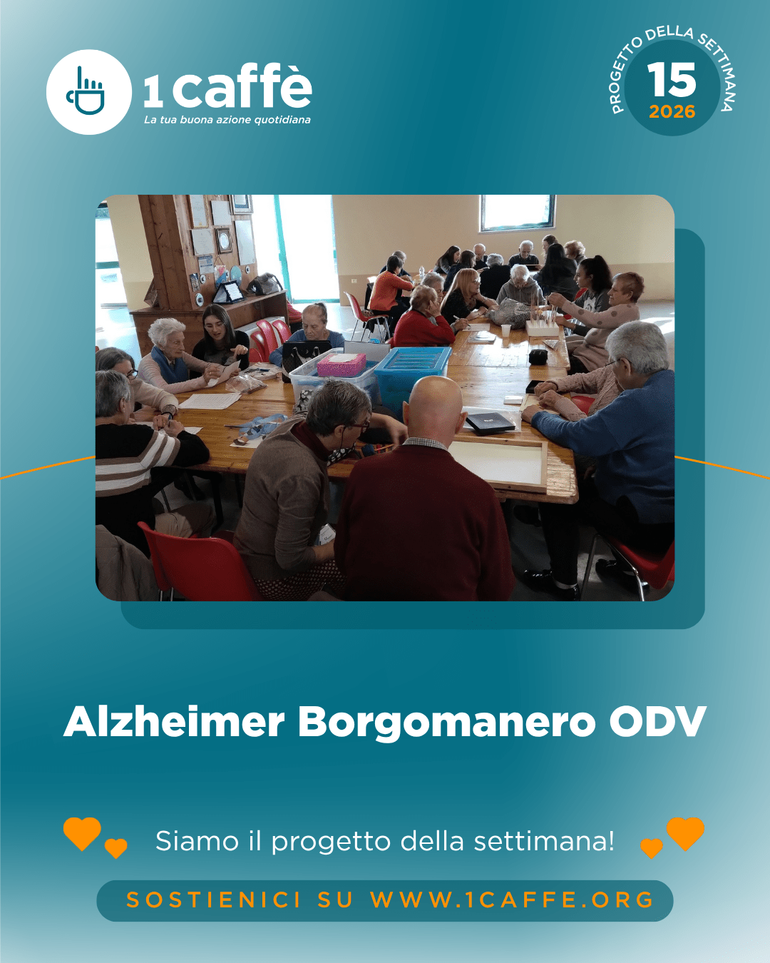 1 caffè sostiene il progetto Alzheimer Borgomanero ODV