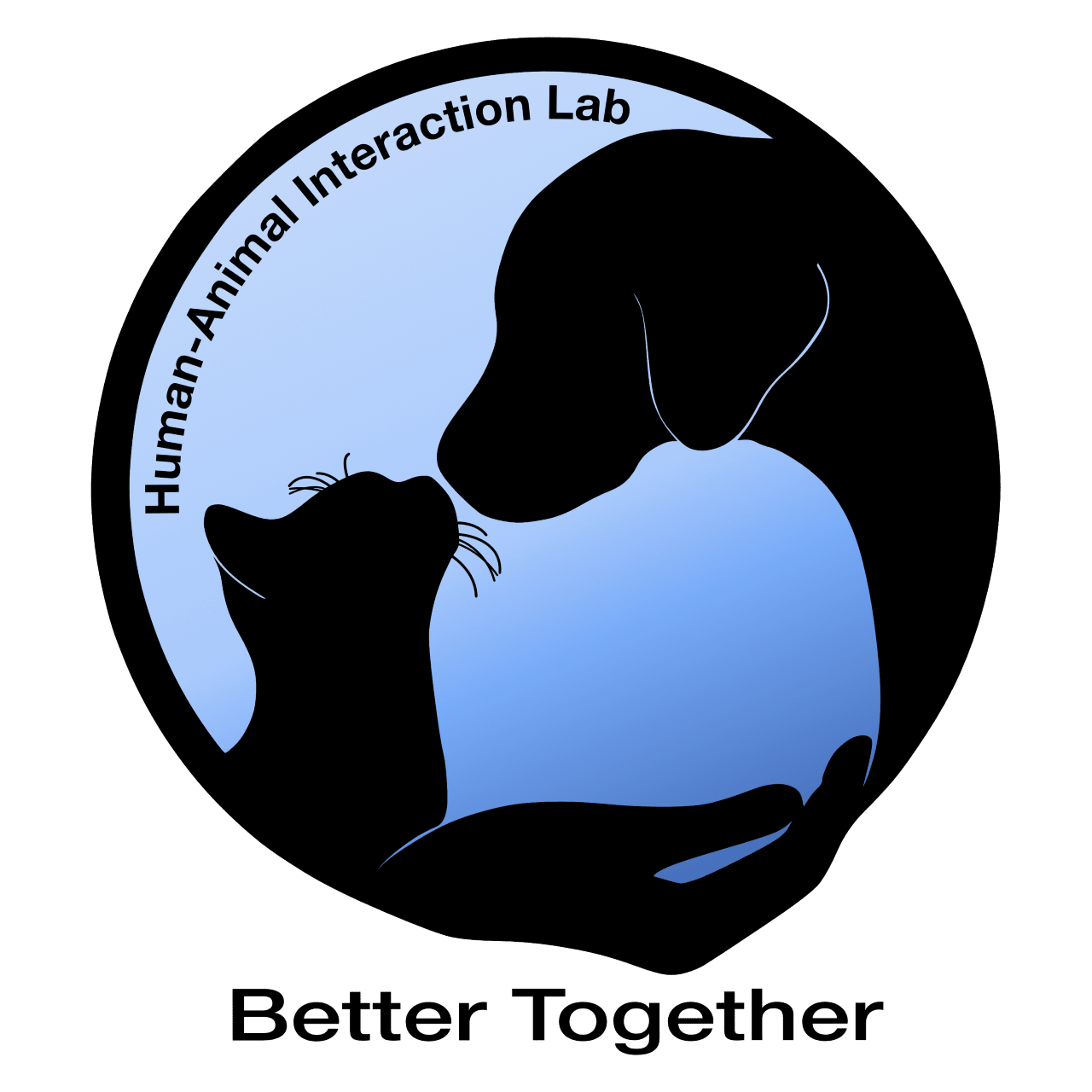 Human–Animal Interaction Lab logo showing a stylized human hand, dog, and cat touching noses in a circular design