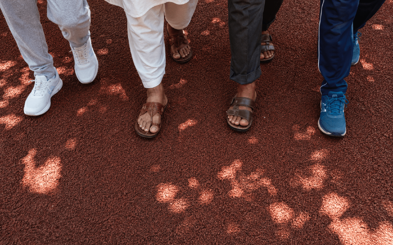 Morning walkers at a Bangalore park, elderly residents in a group