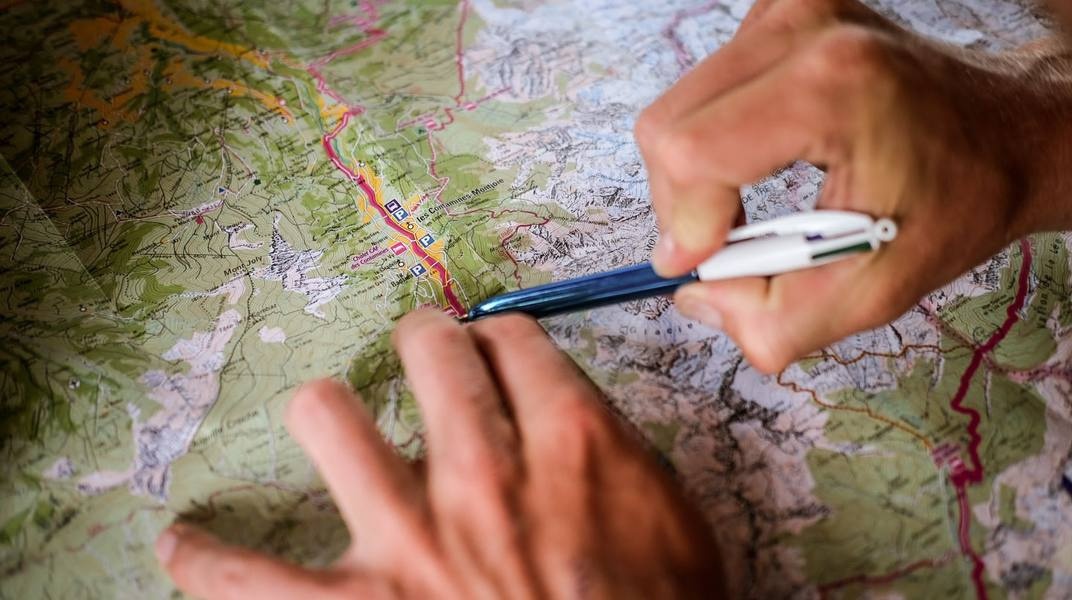 Een route uitzoeken op de kaart