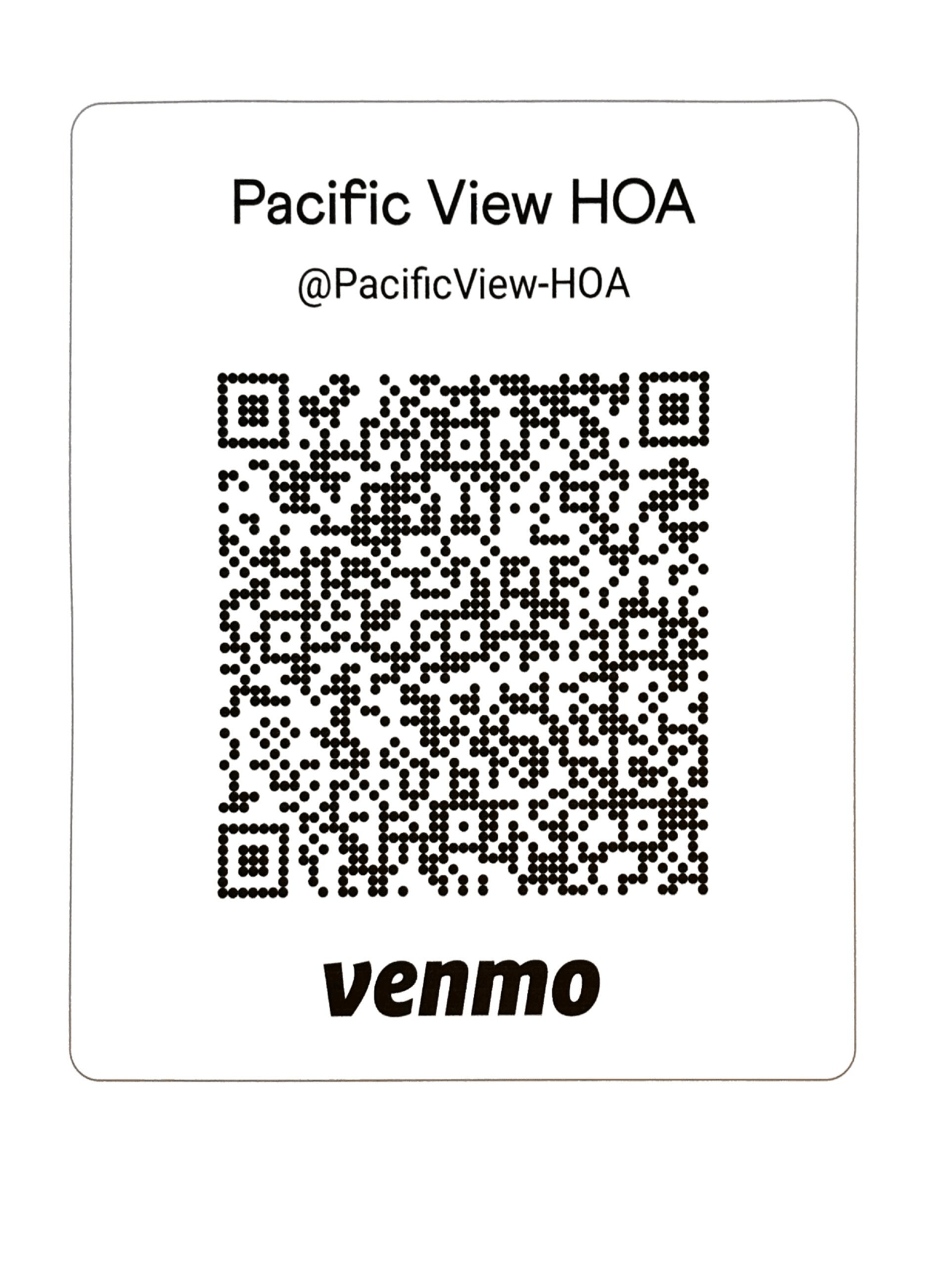 Venmo QR code for PVHA dues