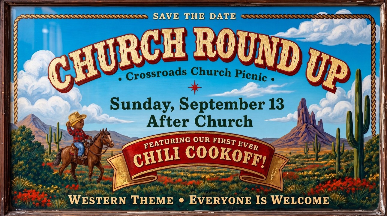 Church Round Up all-church picnic and first-ever chili cookoff, Sunday, September 13 after church