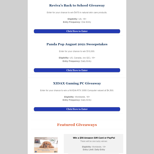 💌 Sweepstakes Newsletter