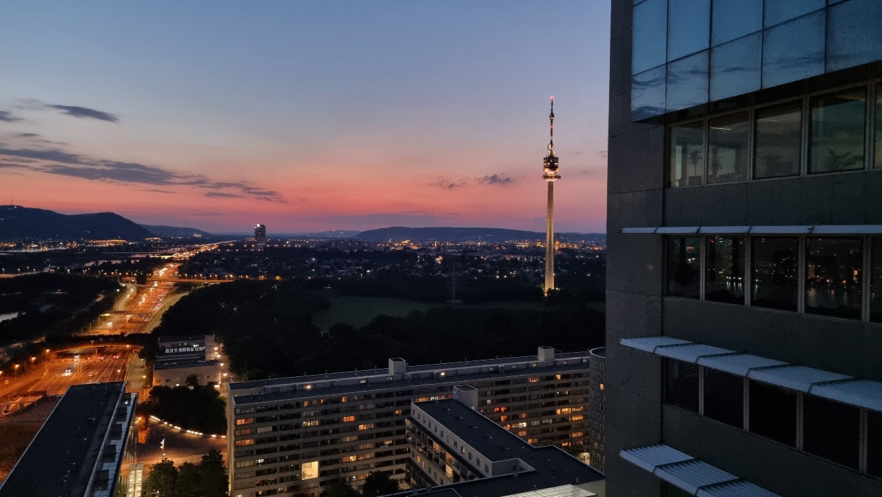 Bild: Der Wienblick vom Ares-Tower, wo sich das VRVis-Büro befindet.