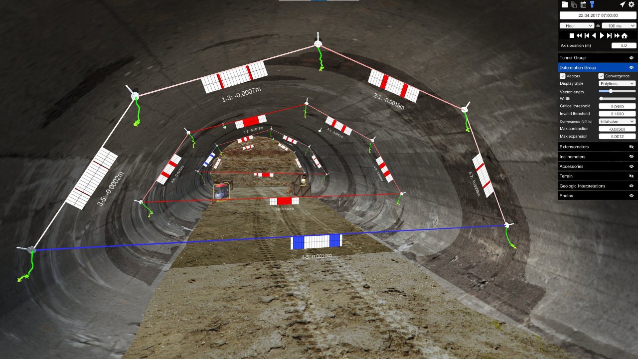 Bild: Ein in der Virtual Reality-Anwendung vermessener Tunnel mit geologischen Annotationen