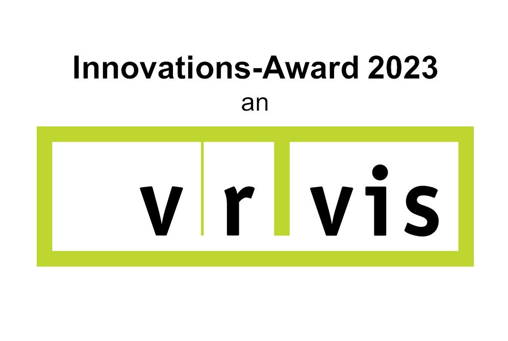 Bild: VRVis-Logo mit Info zum Innovations-Award 2023