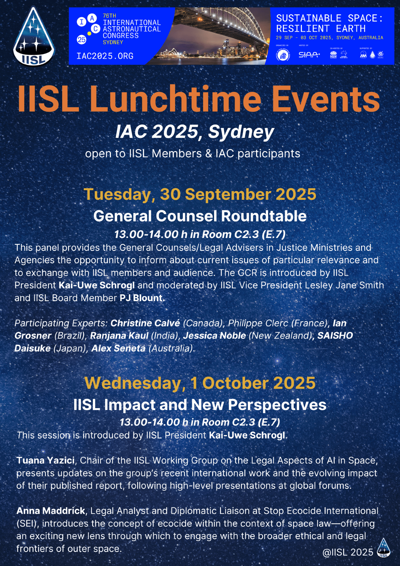 Flyer IISL Lunch time events 2024