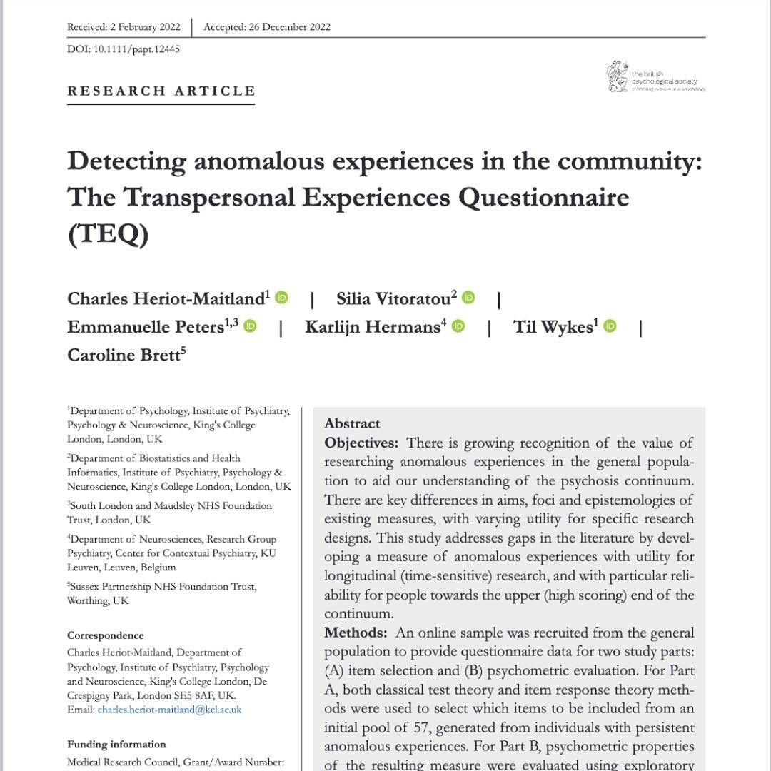 The Transpersonal Experiences Questionnaire