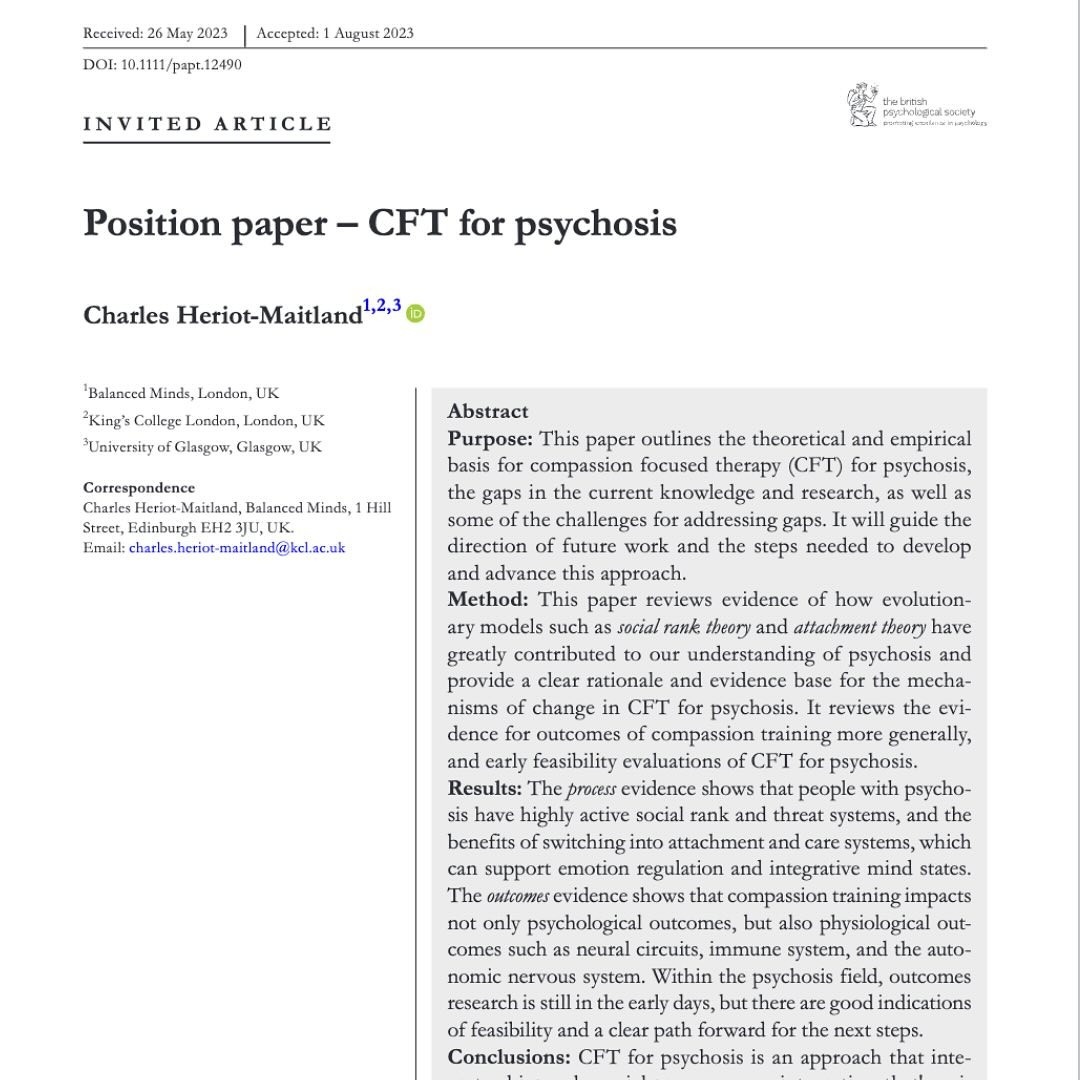 Position paper - CFT for psychosis