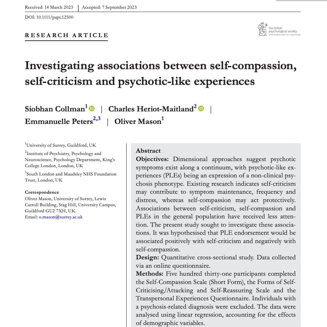 Self-compassion, self-criticism, and psychotic-like experiences